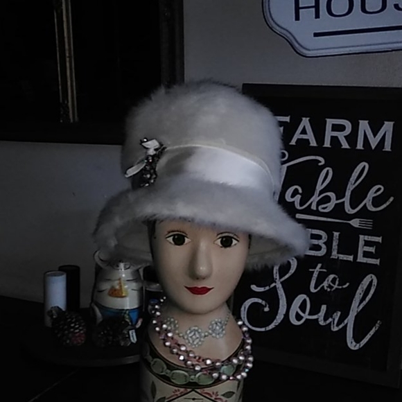 Vintage cloche angora & wool mod 1960\'s bucket hat main image 9